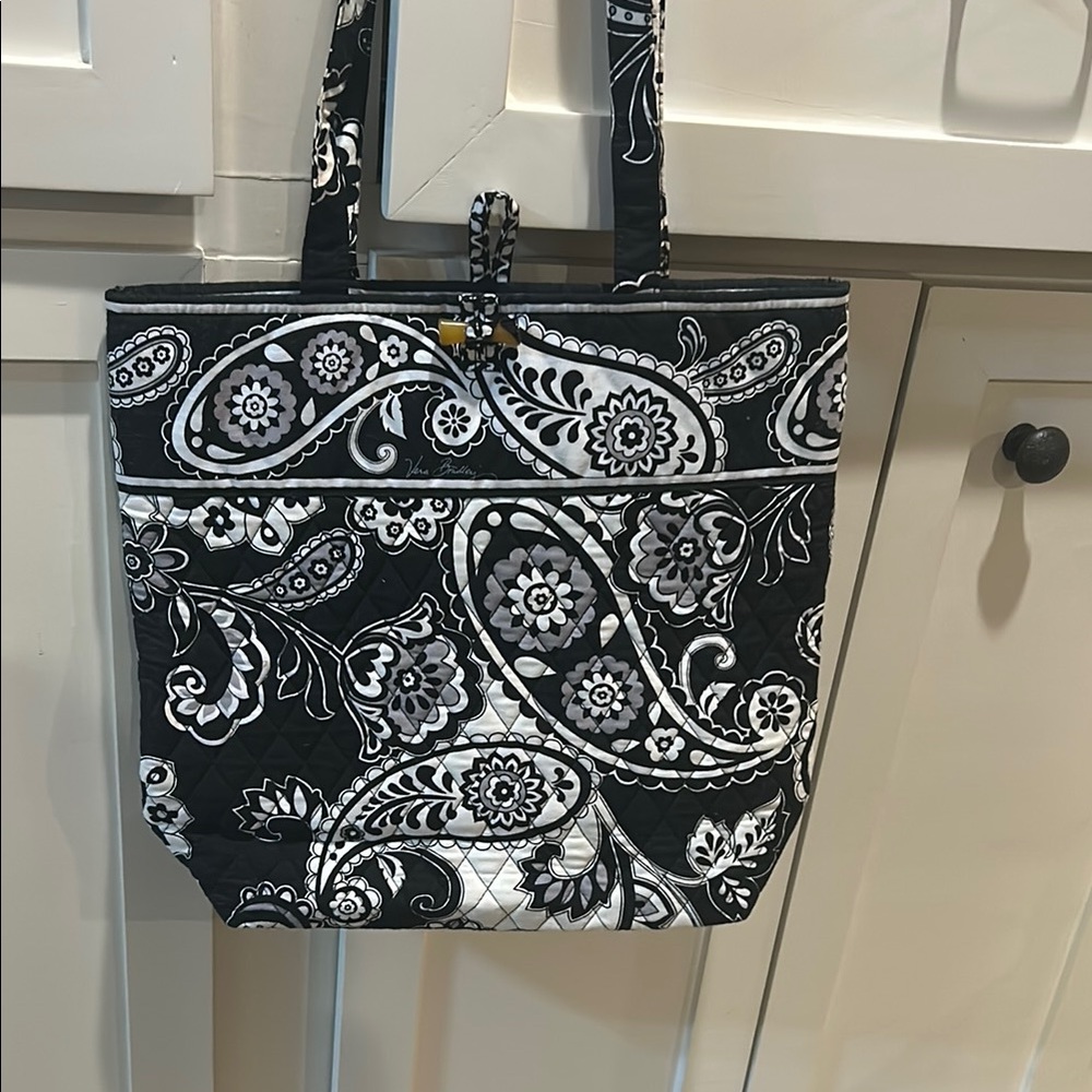 Vera Bradley Black and White Paisley Shoulder Bag